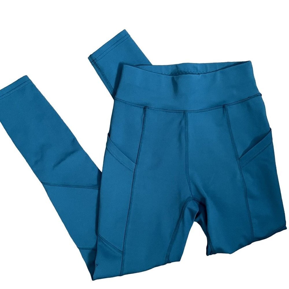 Popfit bright‎ green compression legginsg large pockets comfort workout size XS